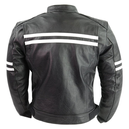 Vance High Mileage Leather Vented Scooter Jacket w/Stripes