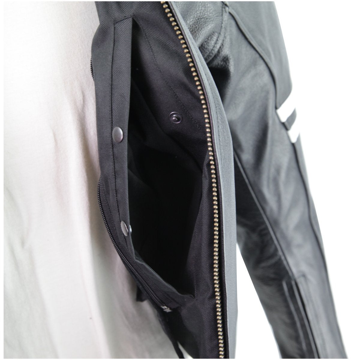 Vance High Mileage Leather Vented Scooter Jacket w/Stripes