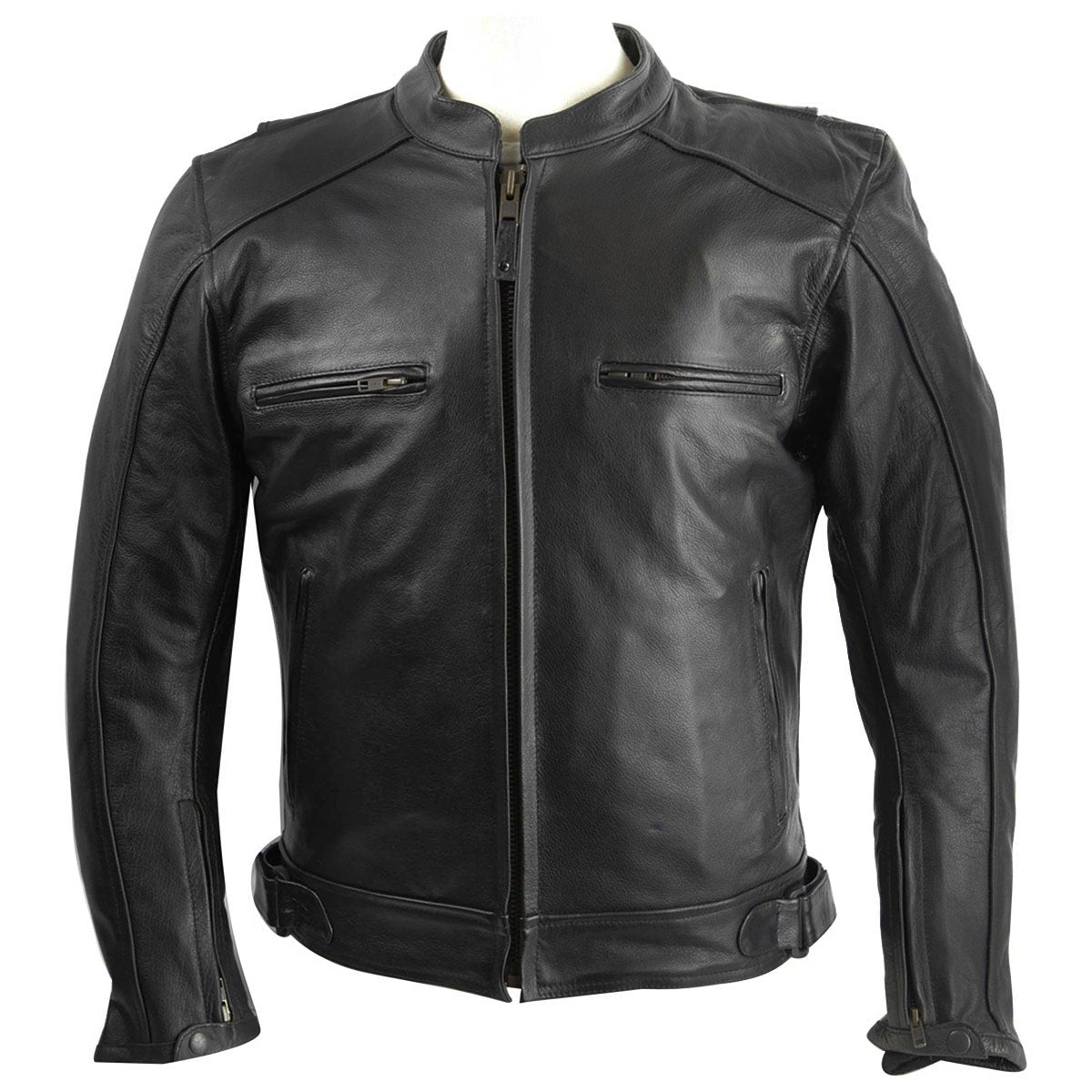 Vance Leather Top Grain Leather Scooter Jacket with Zippered Vents