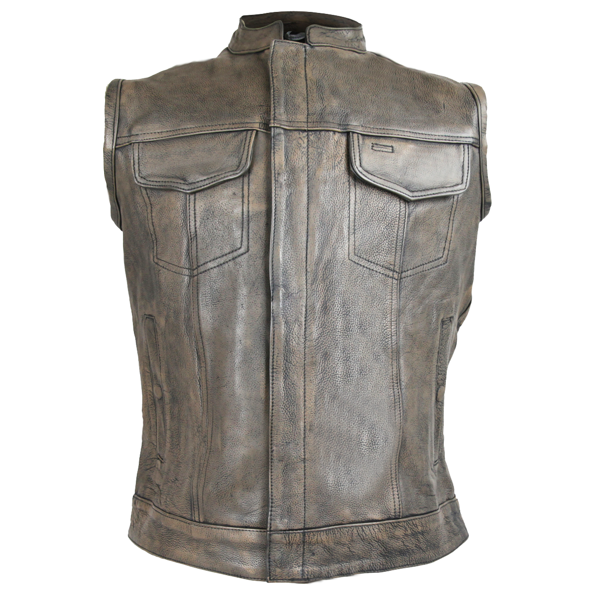 Vance Distressed Brown Motorcycle Club Leather Vest