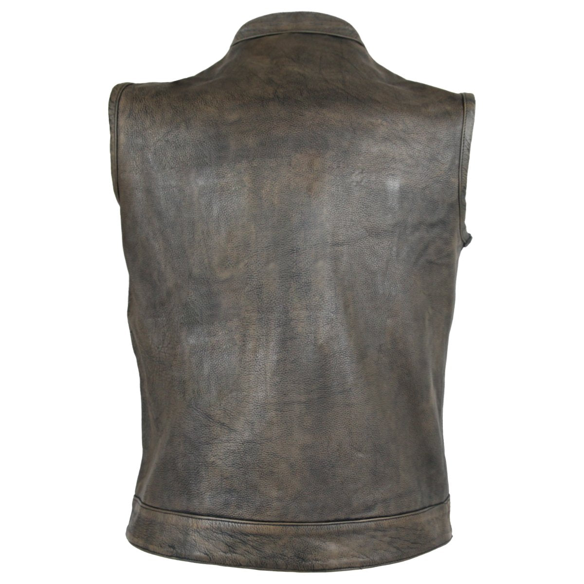 Vance Distressed Brown Motorcycle Club Leather Vest