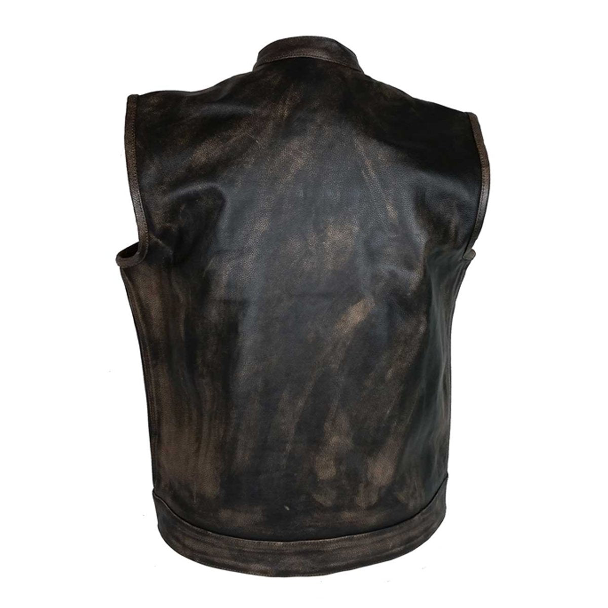 Vance Distressed Brown Motorcycle Club Leather Vest