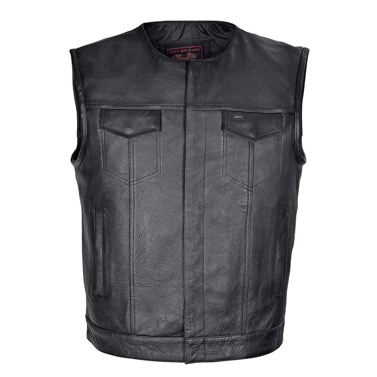 Vance Men's Zipper and Snap Closure Leather Motorcycle Club Vest Quick Access Gun Pocket