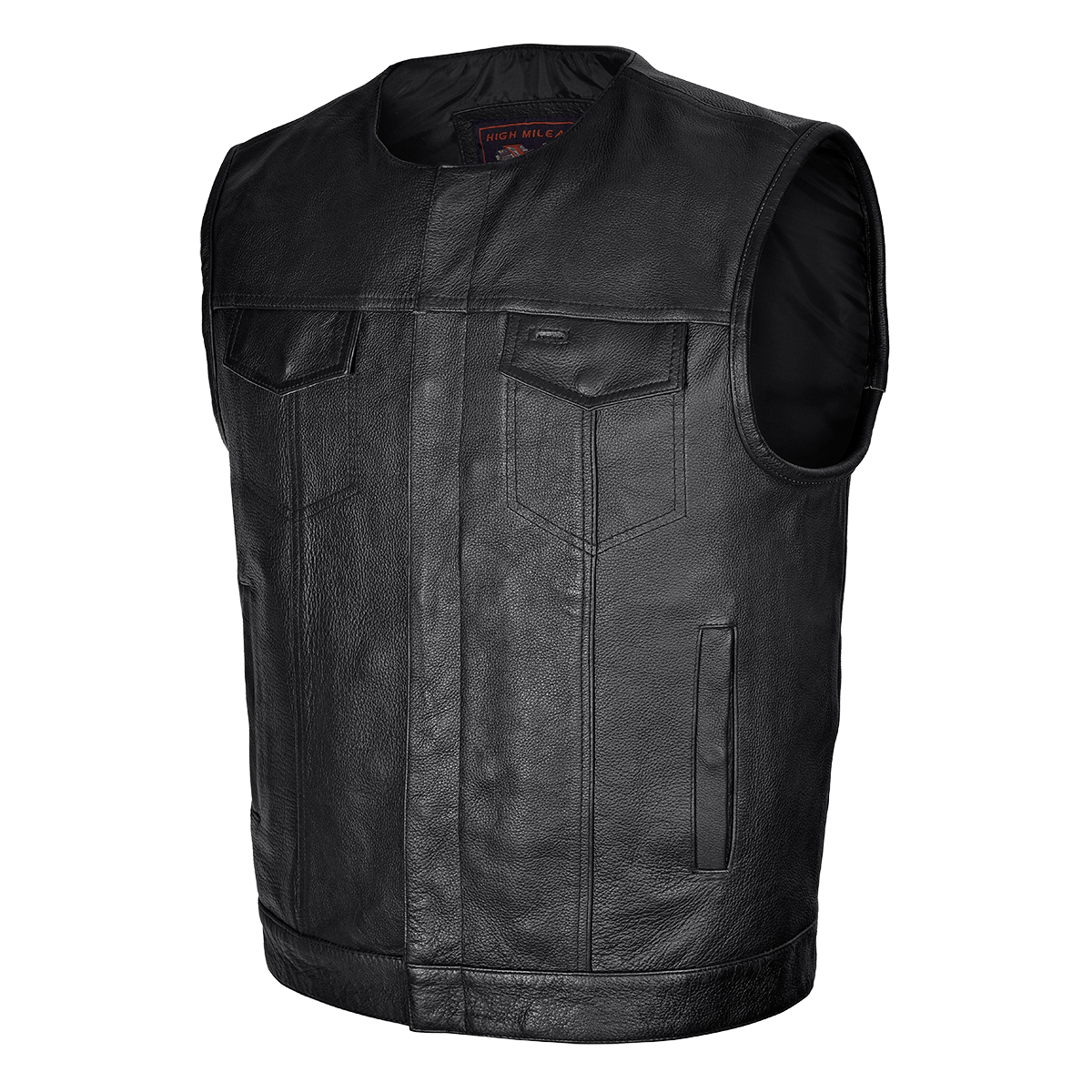 Vance Men's Zipper and Snap Closure Leather Motorcycle Club Vest Quick Access Gun Pocket