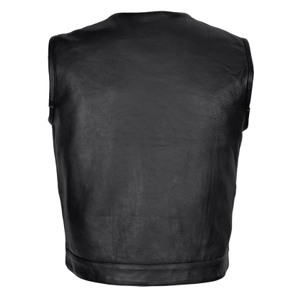 Vance Men's Zipper and Snap Closure Leather Motorcycle Club Vest Quick Access Gun Pocket