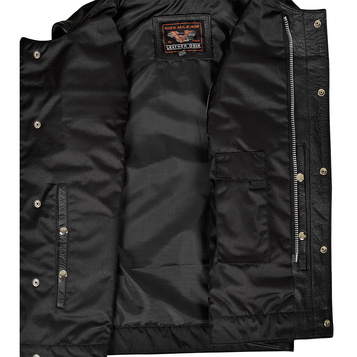 Vance Men's Zipper and Snap Closure Leather Motorcycle Club Vest Quick Access Gun Pocket