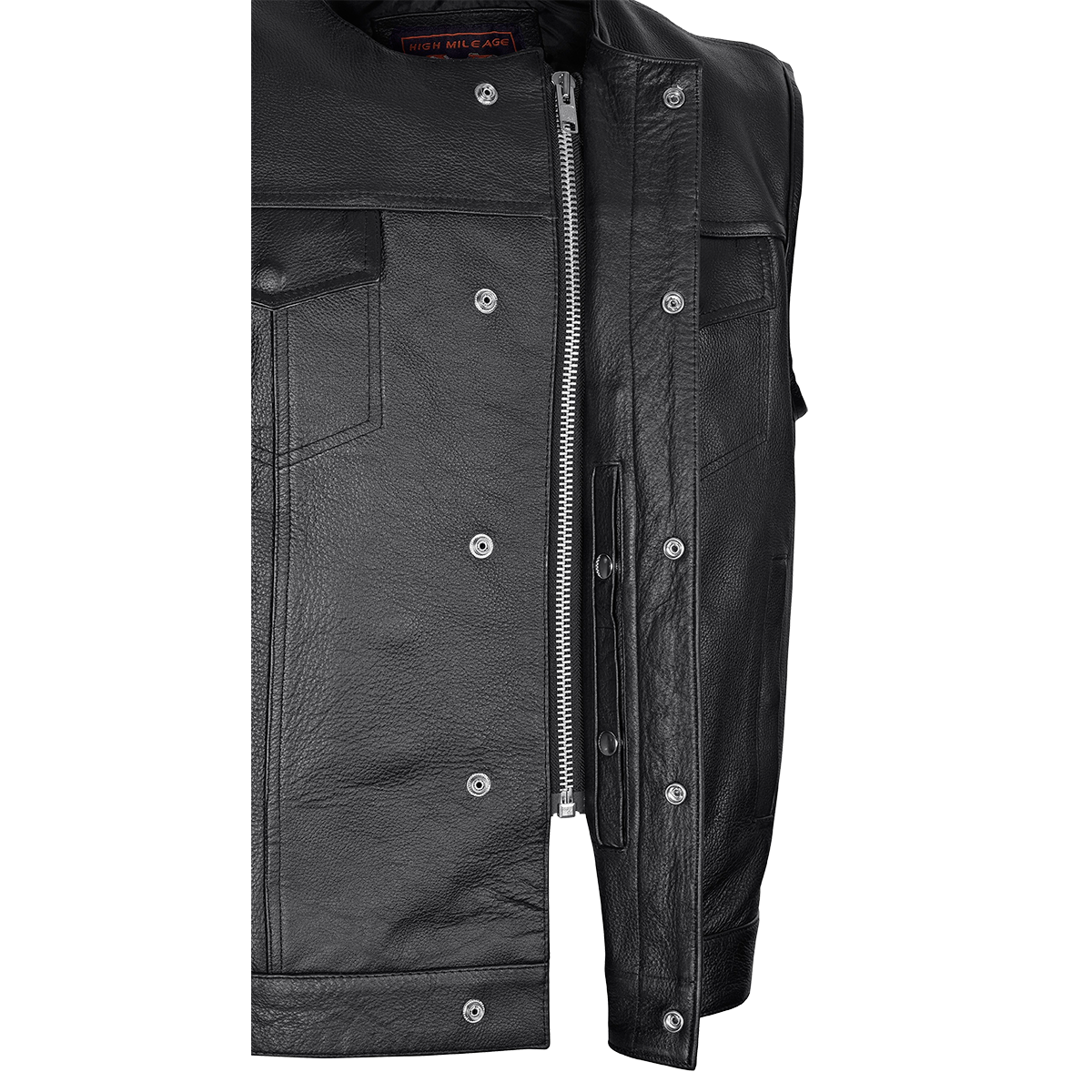 Vance Men's Zipper and Snap Closure Leather Motorcycle Club Vest Quick Access Gun Pocket