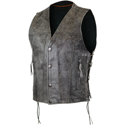 Vance Leather Men's Distressed Grey Gambler Style Vest