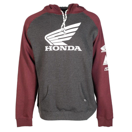 Factory Effex Men's Honda Wing Pullover Hoodie, Burgundy/Charcoal - American Legend Rider