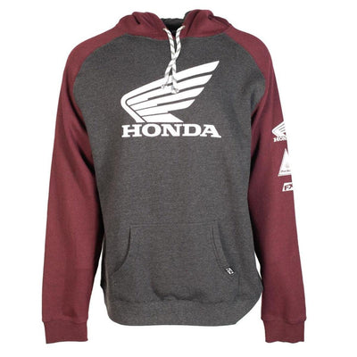 Factory Effex Men's Honda Wing Pullover Hoodie, Burgundy/Charcoal - American Legend Rider