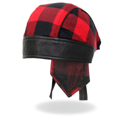 Hot Leathers Headwrap Red Buffalo Plaid - American Legend Rider