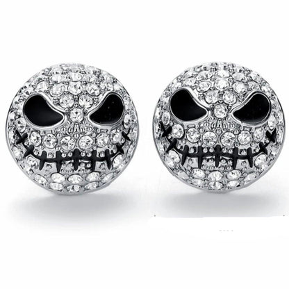 Crystal Skull Stud Earrings, Silver Color, 0.5 In - American Legend Rider