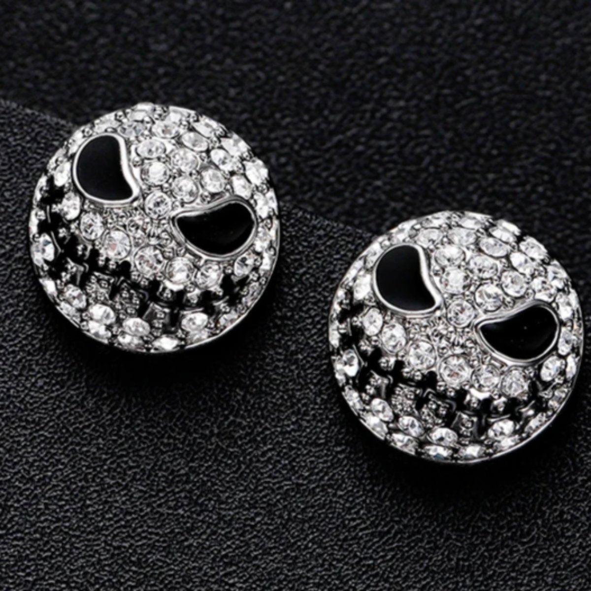 Crystal Skull Stud Earrings, Silver Color, 0.5 In - American Legend Rider