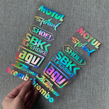 Motorcycle Helmet Rainbow Sticker Set