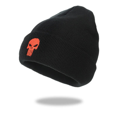 Stay warm on cold winter days with this high-quality Unisex Embroidered Beanie Hat. Featuring a black beanie with an orange skull, it adds a stylish touch to your outfit while wearing the Unisex Embroidered Beanie Hat.