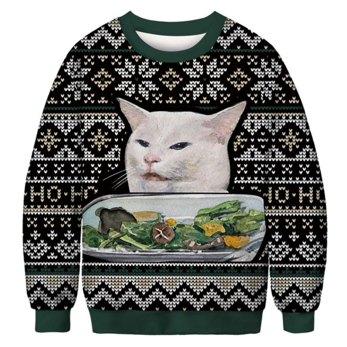 White Cat Head Ugly Christmas Sweater