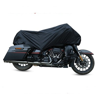 The Waterproof Motorcycle Half Cover, made from durable 210T polyester fabric, provides excellent protection for your ride by shielding it with a black cover against the elements.