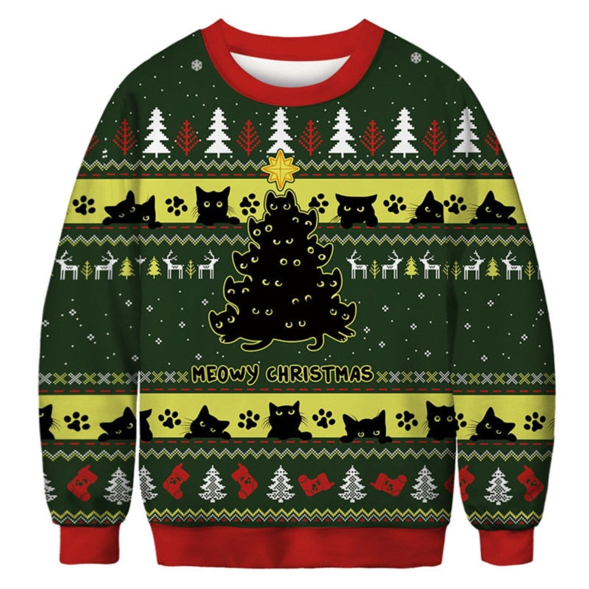 Black Kitten Ugly Christmas Sweater