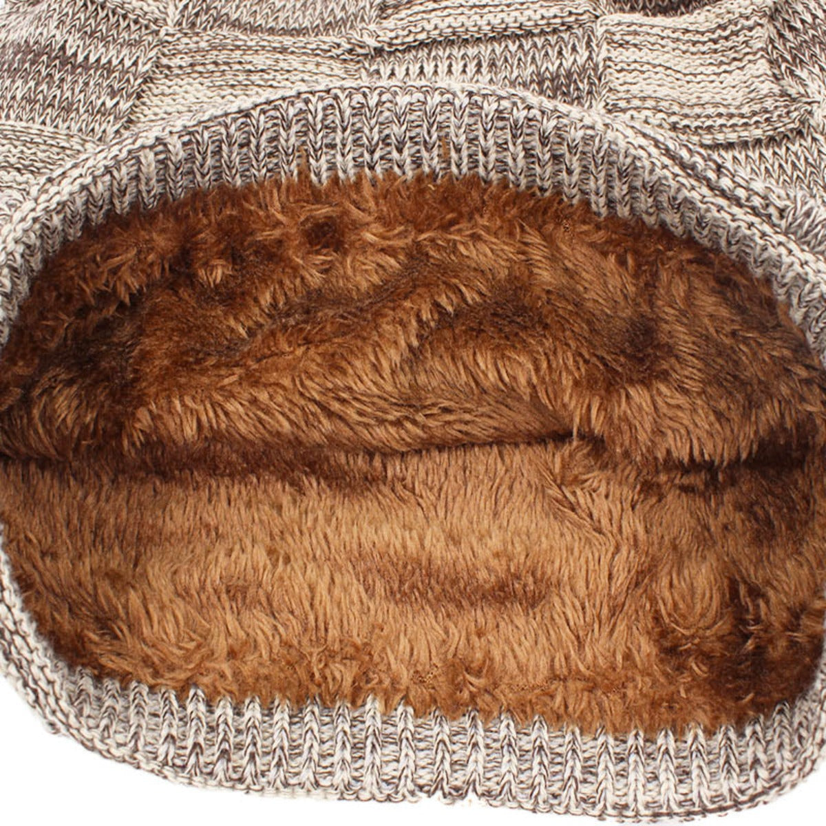 A high-quality Casual Winter Knitted Beanie Hat, perfect for winter, with a fur lining.