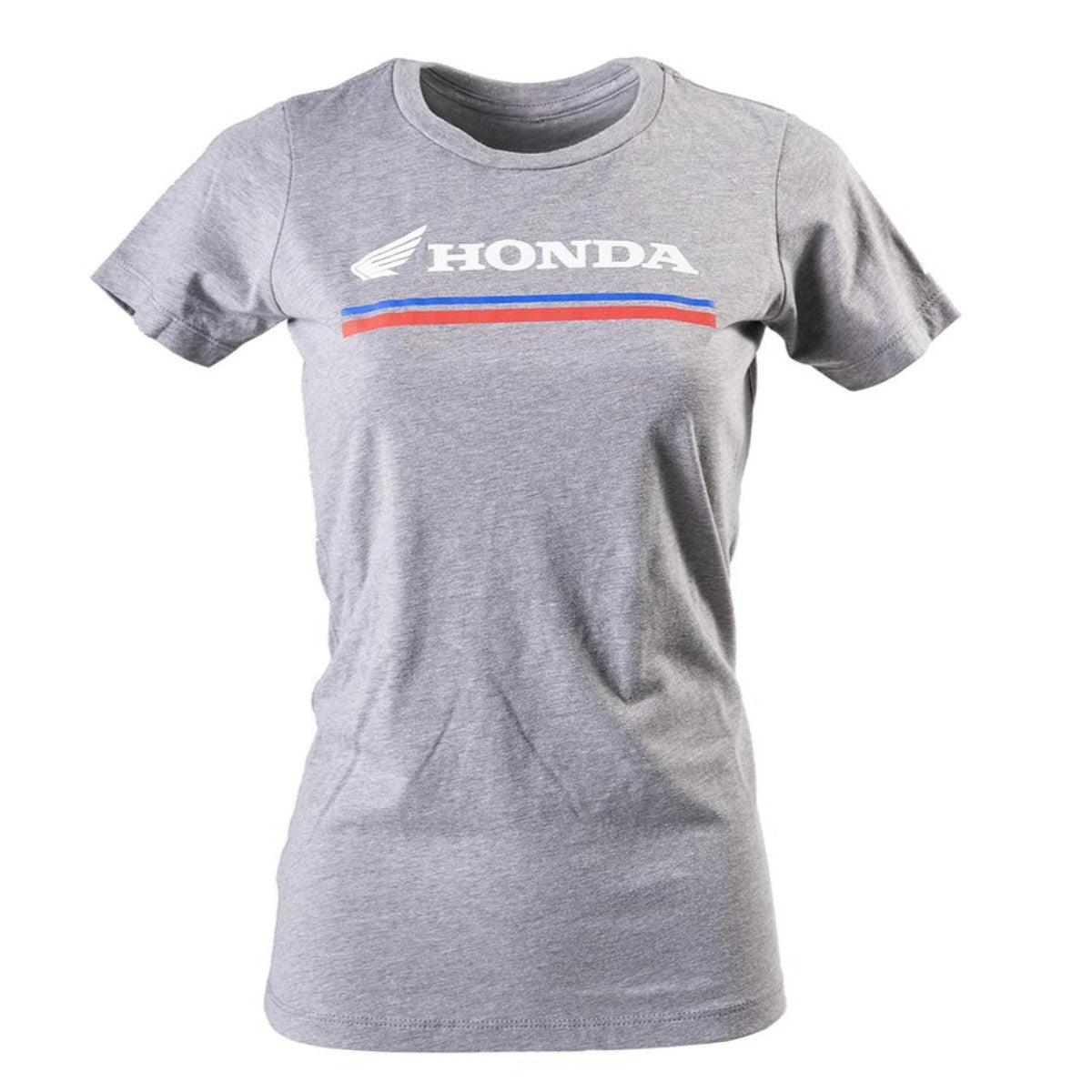 Factory Effex Women's Honda Stripes T-Shirt, Dark Heather Gray - American Legend Rider