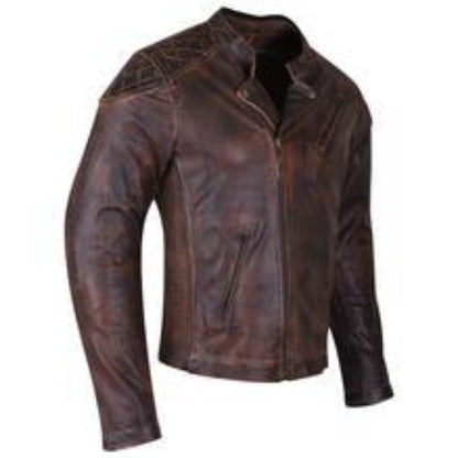 Vance Leather High Mileage Men's Vintage Brown Leather Jacket with Diamond Stitched Shoulders