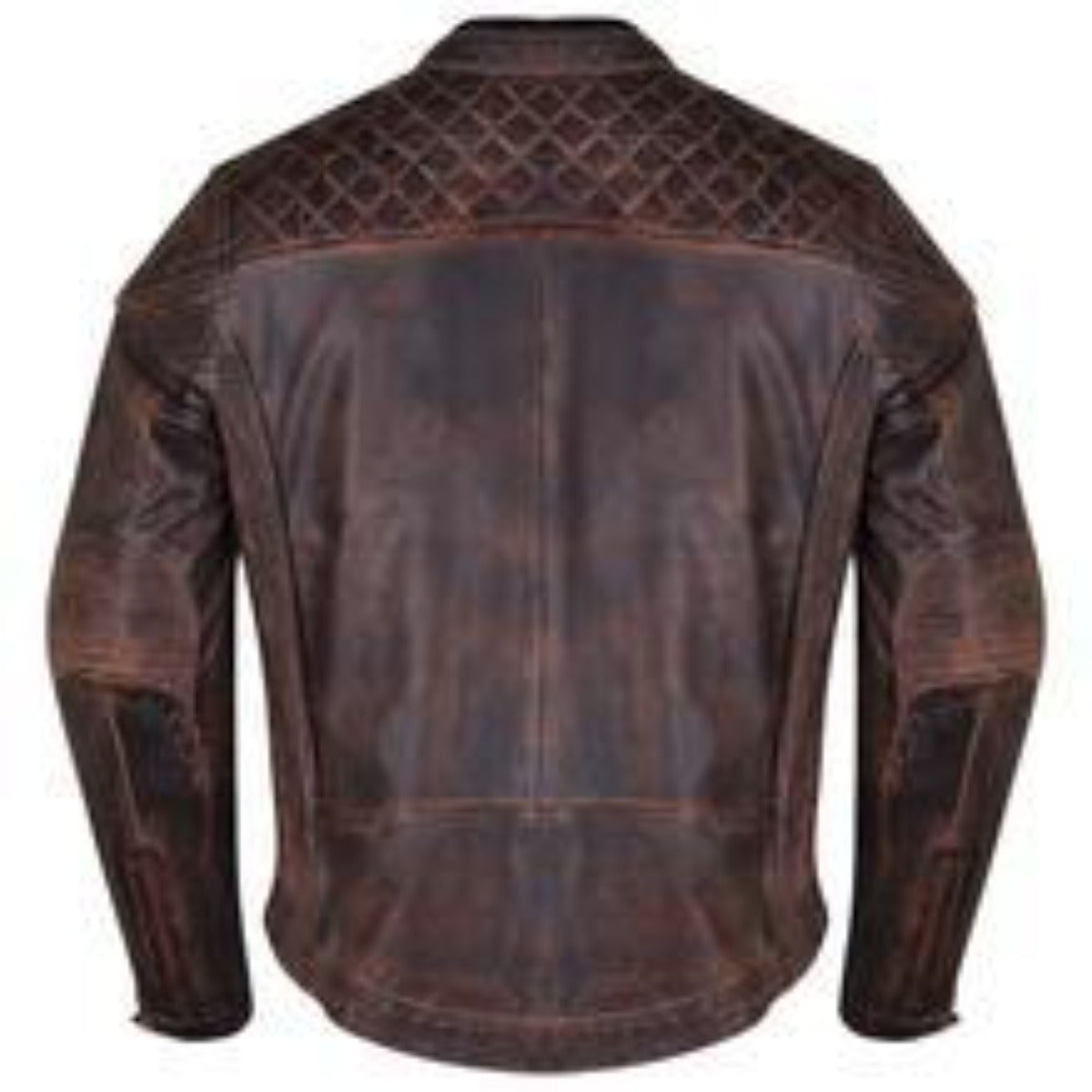 Vance Leather High Mileage Men's Vintage Brown Leather Jacket with Diamond Stitched Shoulders