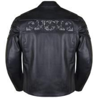 Vance Leather Reflective Skull Cowhide Motorcycle Jacket