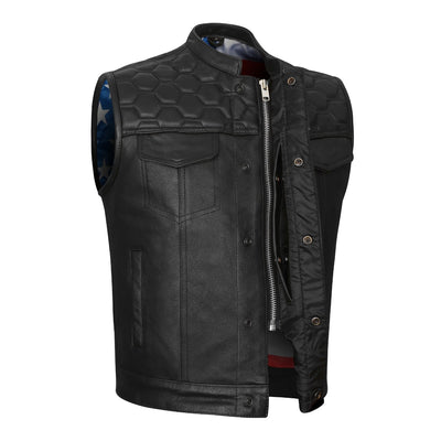 Vance Leather High Mileage Men's Leather Club Vest with Padding Quick Access