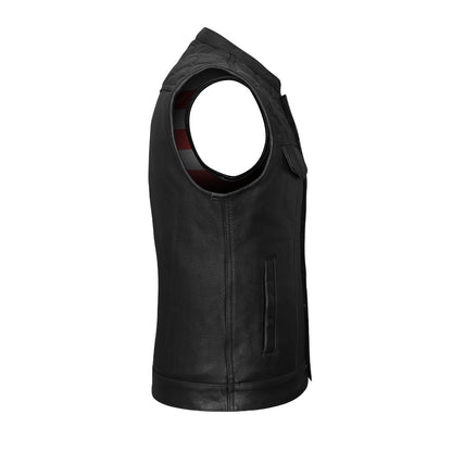 Vance Leather High Mileage Men's Leather Club Vest with Padding Quick Access