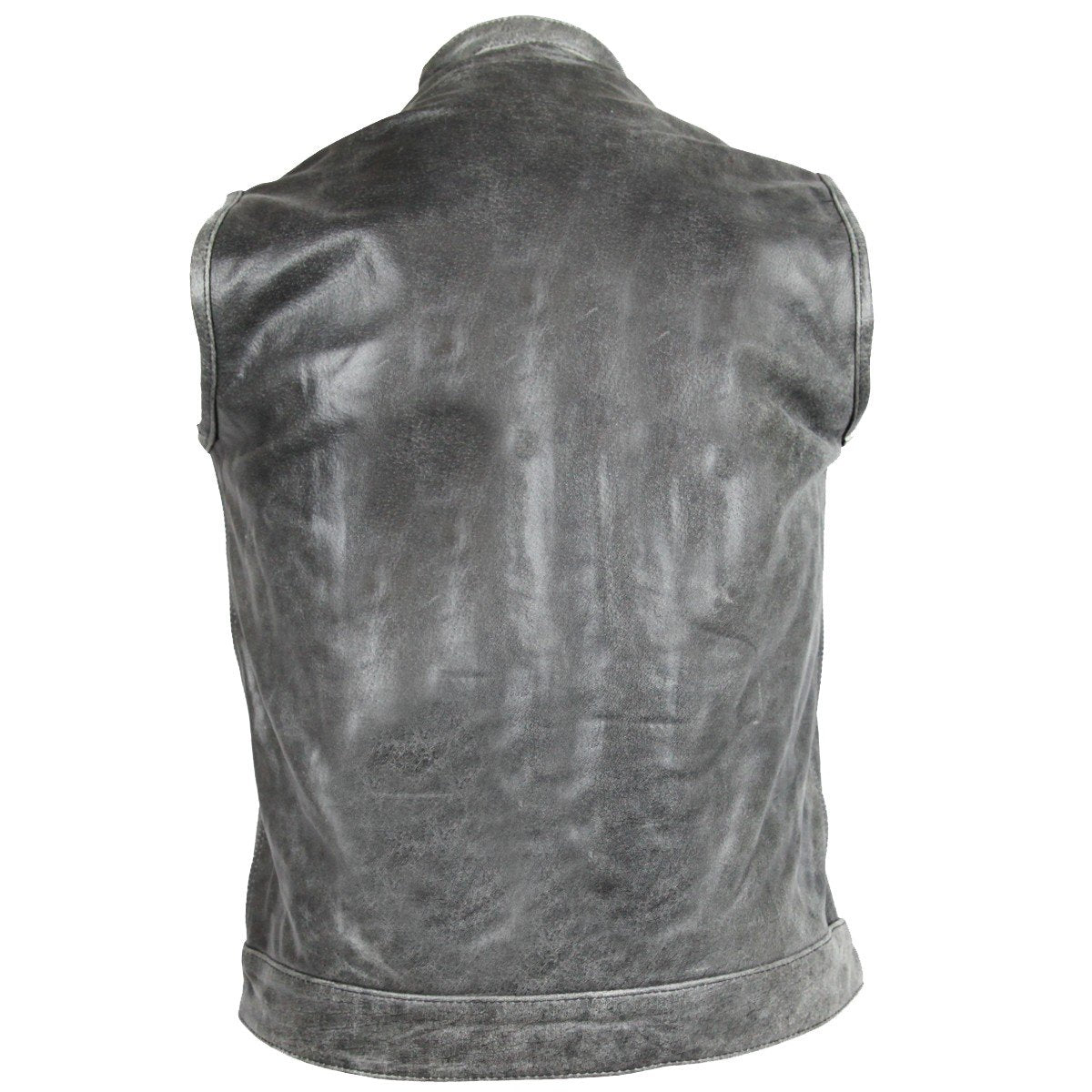 Vance Distressed Gray Motorcycle Club Leather Vest