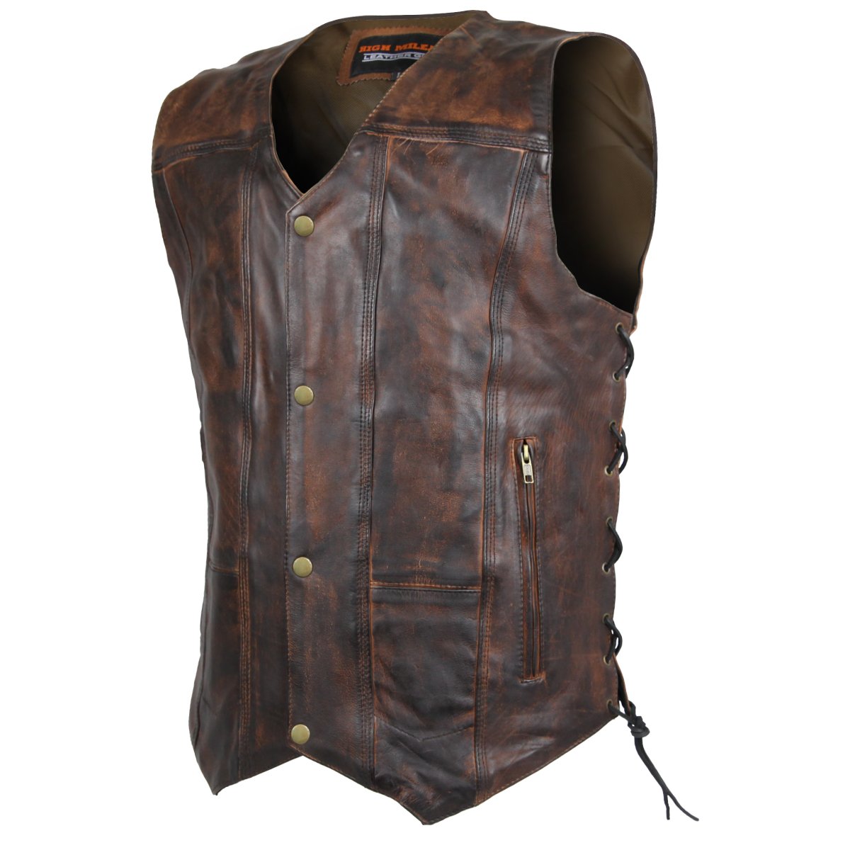 Vance Leather High Mileage Men's Vintage Brown 10 Pocket Vest