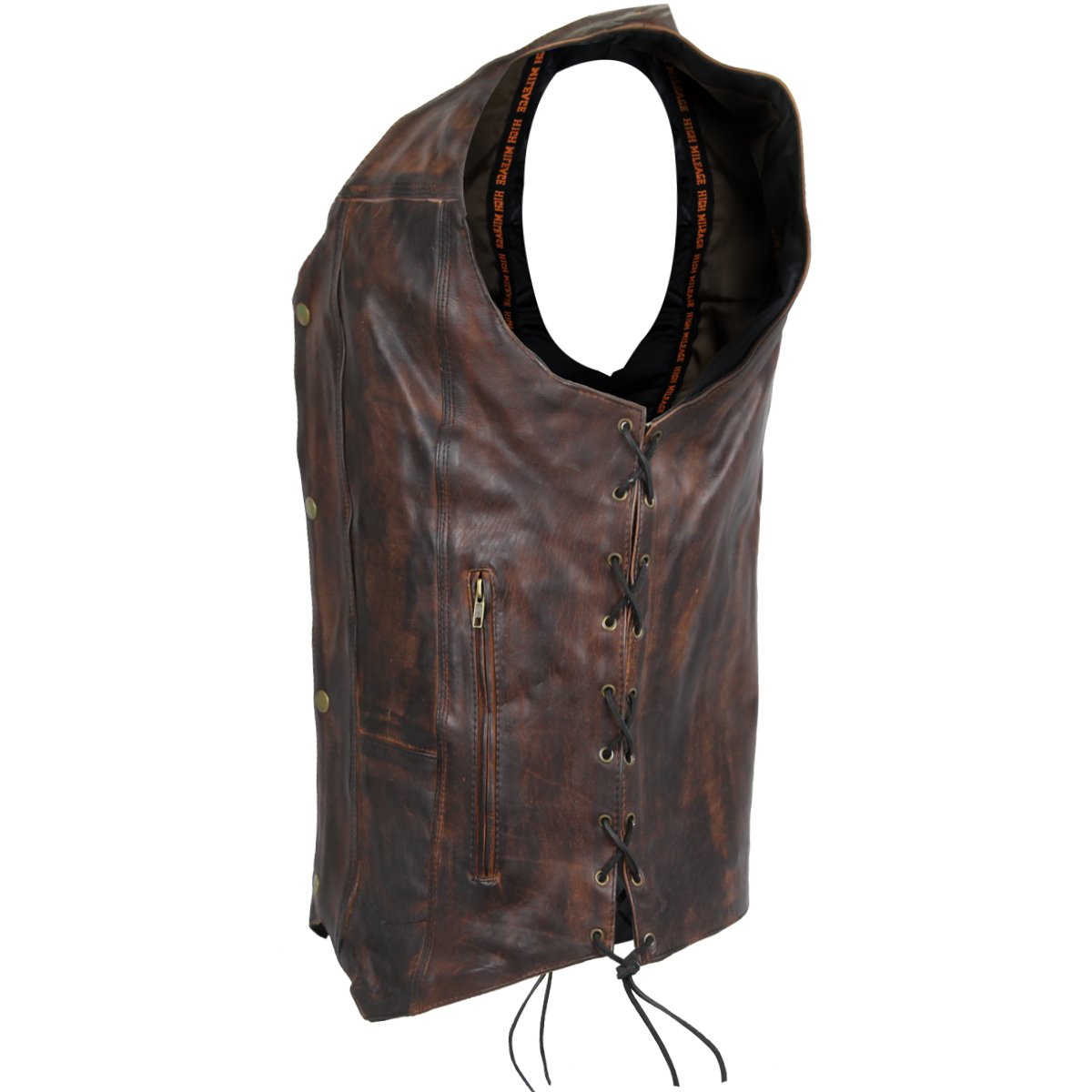 Vance Leather High Mileage Men's Vintage Brown 10 Pocket Vest