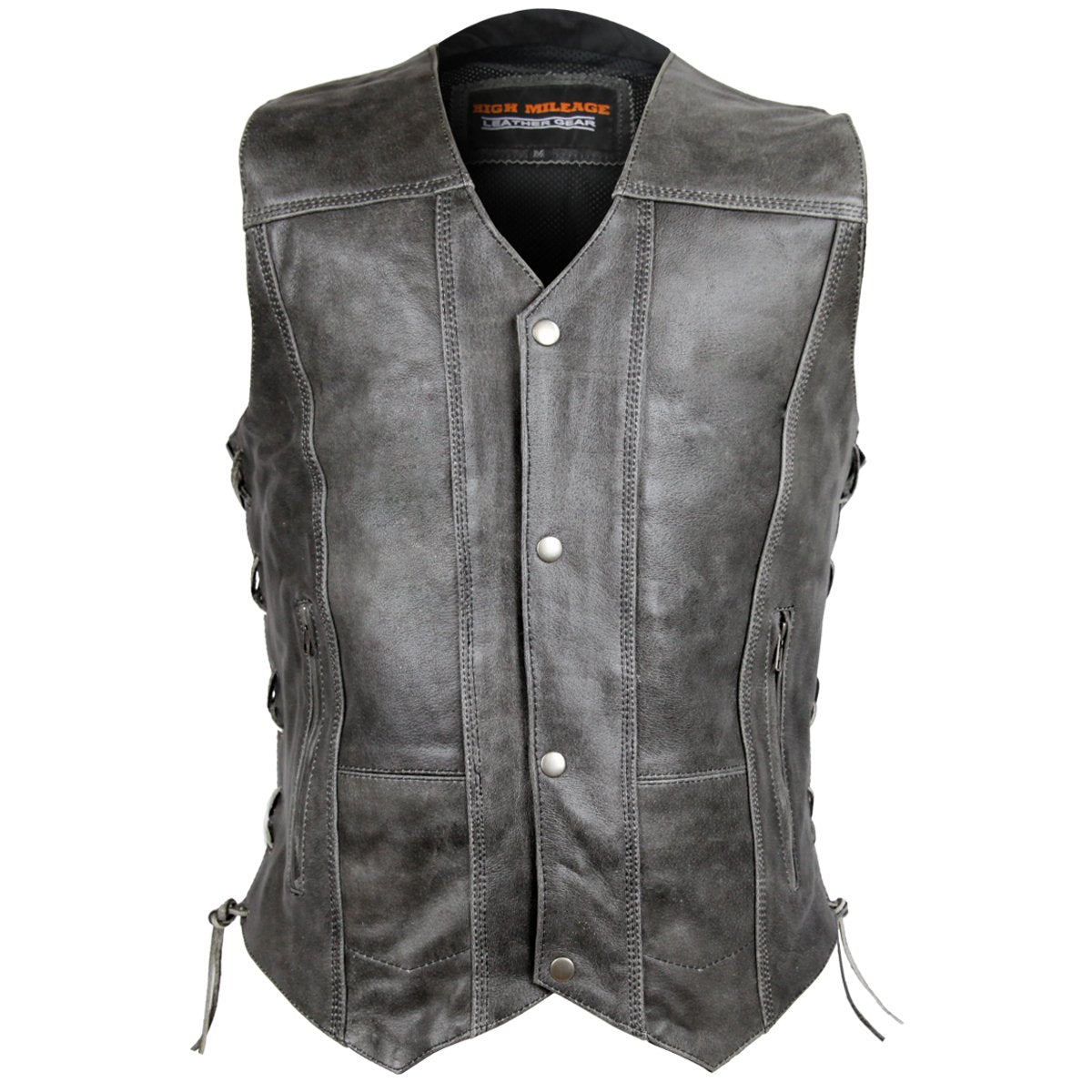 Vance Leather High Mileage Men's Distressed Gray 10 Pocket Vest