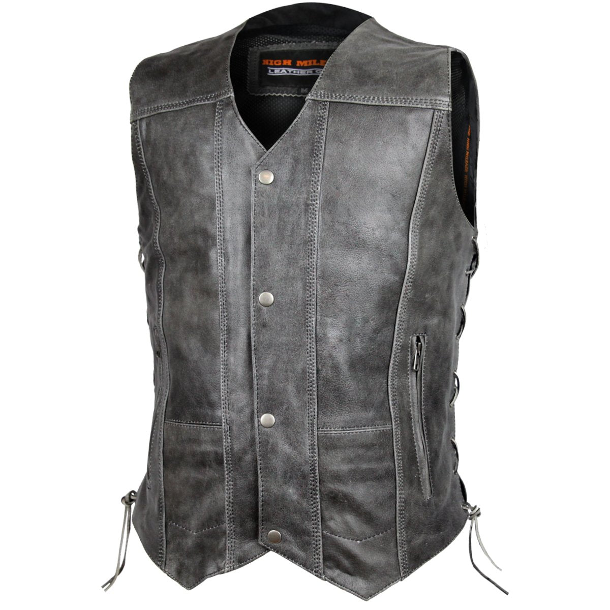 Vance Leather High Mileage Men's Distressed Gray 10 Pocket Vest