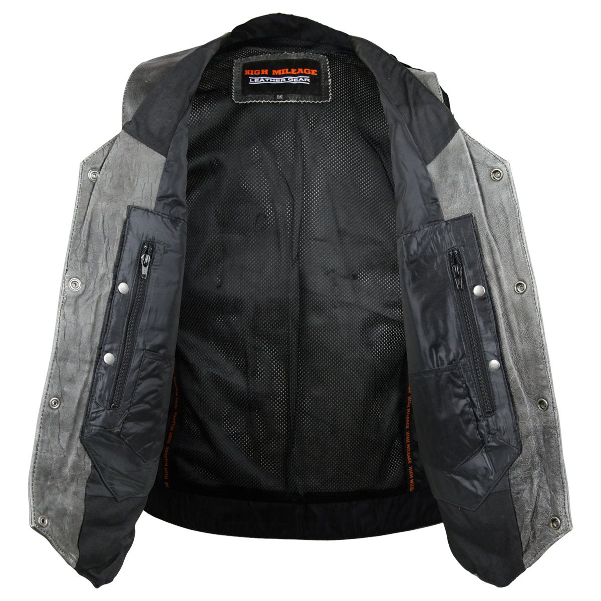 Vance Leather High Mileage Men's Distressed Gray 10 Pocket Vest