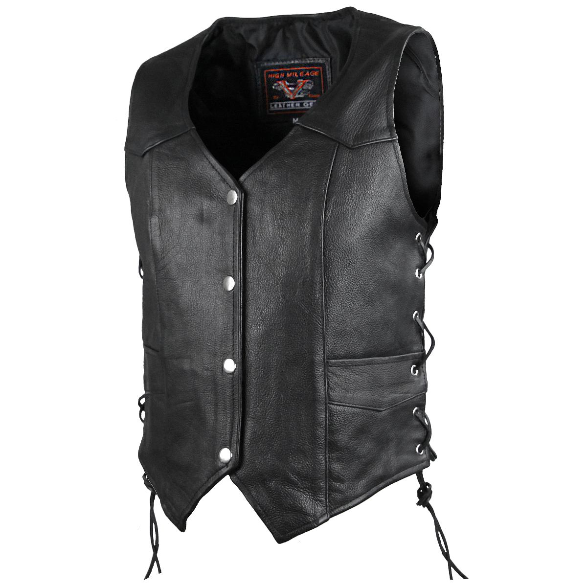 Vance Ladies Naked Leather Vest With Lace Sides