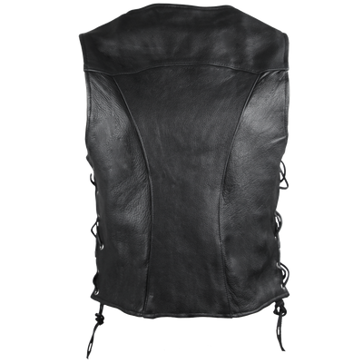 Vance Ladies Naked Leather Vest With Lace Sides