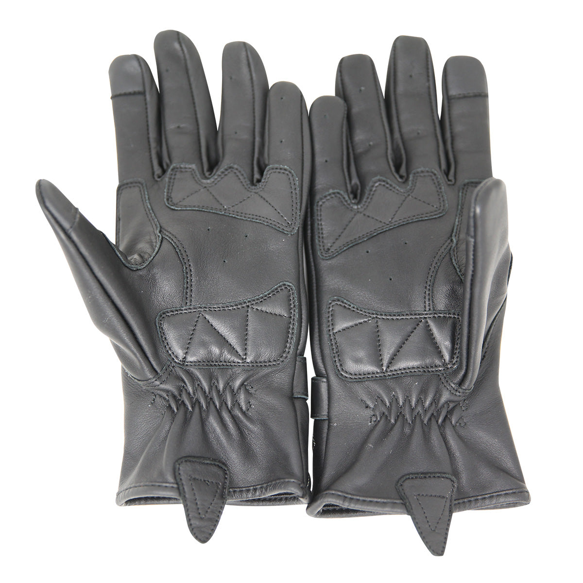 Vance Leather Women's Premium Waxed Leather Motorcycle Gloves w/White Stitching