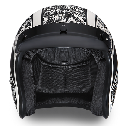 Daytona D.O.T. Cruiser w/Graffiti Motorcycle Open Face Helmet, Unisex, XS-2XL, Black/White - American Legend Rider