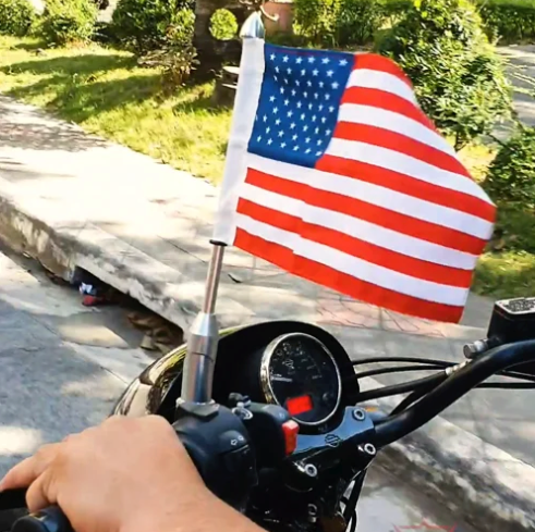 13" Universal Motorcycle Flagpole Mount & USA Flag - American Legend Rider