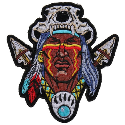 Daniel Smart Indian Skull Headdress Embroidered Iron on Patch, 3.7 x 4 inches - American Legend Rider