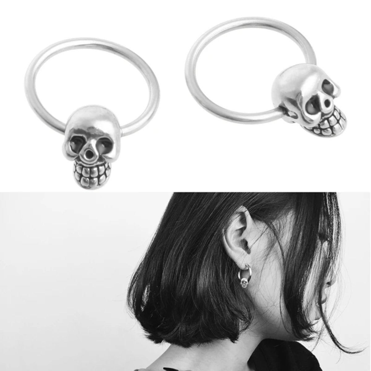 Skull Head Hoop Earrings