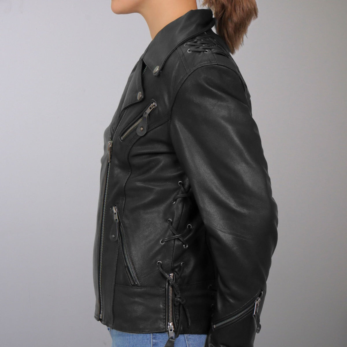 Hot Leathers Women's Lightweight Leather Laced Jacket