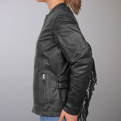 Hot Leathers Lightweight Ladies Leather Jacket With Stud And Fringe - American Legend Rider