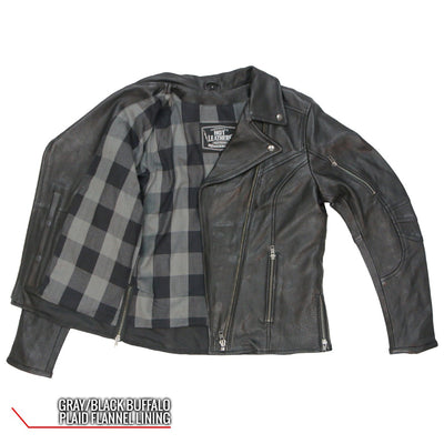 Hot Leathers Women's Leather Jacket With Plaid Flannel Lining