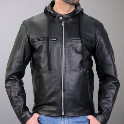 Hot Leathers Leather Jacket With Flannel Lined Hood - American Legend Rider