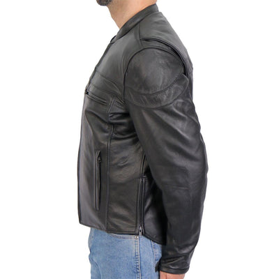Hot Leathers Skull Flag Lined Carry Conceal Tall Men's Leather Jacket W/ Double Piping - American Legend Rider