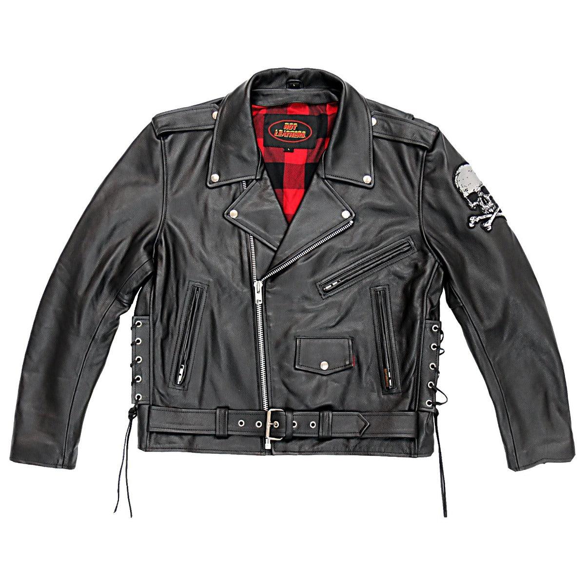 Hot Leathers Men's Skull And Crossbones Motorcycle Leather Jacket - American Legend Rider