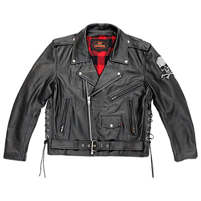 Hot Leathers Men's Skull And Crossbones Motorcycle Leather Jacket - American Legend Rider