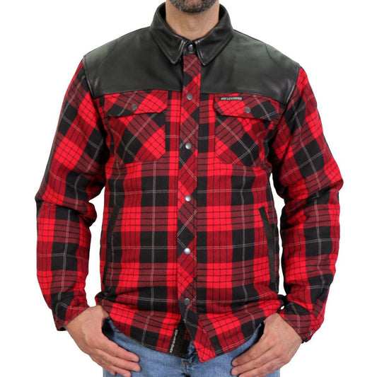Hot Leathers Kevlar Reinforced Leather And Plaid Flannel Jacket - American Legend Rider
